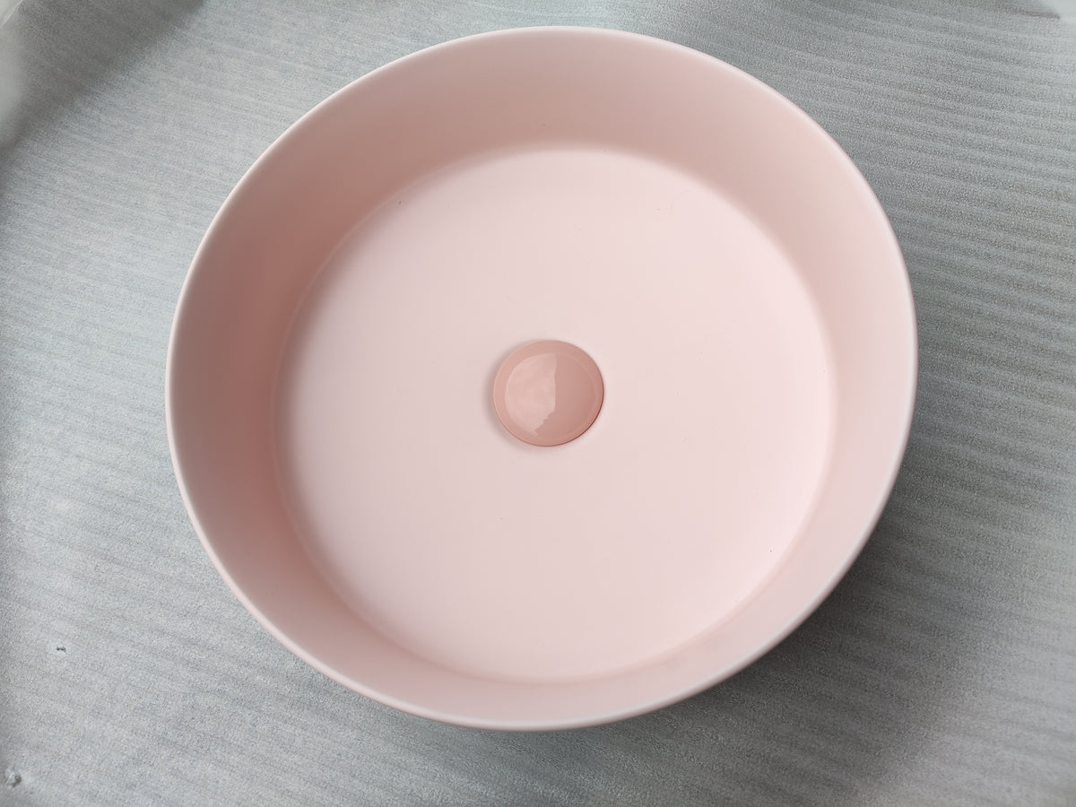 2025 Matte Pink Round 360 mm Dia top counter basin porcelain sink ...