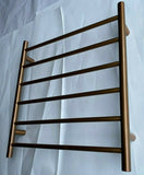 Brushed Copper Rose Gold Round Non Heated Towel Rail Rack 620 mm Wide 6 Bar