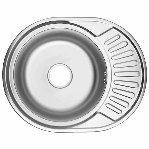 New 2021  stainless steel 304 single round bowl kitchen sink with small drainer board