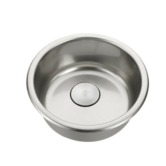Chrome Polished stainless steel Single Round bowl kitchen sink trough 420mm