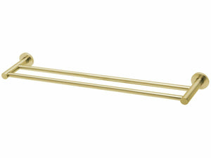 Brushed Burnished Brass Gold double 600 mm towel rack rail round classic