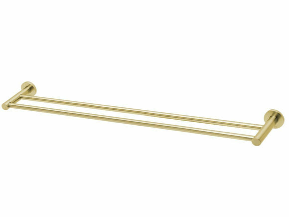 Brushed Burnished Brass Gold double 800 mm towel rack rail round classic