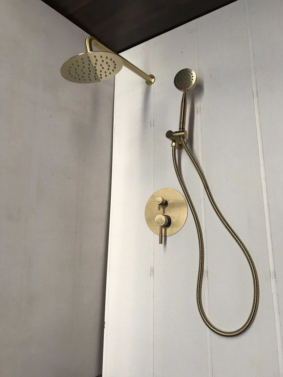 Burnished / Brushed Brass Gold  burnished rose gold copper shower set diverter