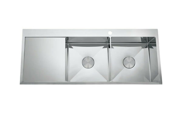 2021 the First Polished Chrome stainless steel 304 double bowl kitchen sink with drainer and tap hole