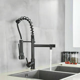 2023 Matte Black pull out with spray function spring kitchen mixer tap faucet Dual outlets
