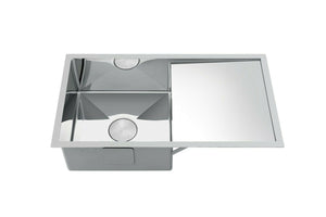 The First Polished stainless steel Chrome 304 single big bowl kitchen sink with drainer hand made