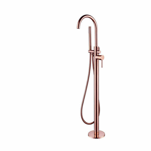 Polished Rose Gold Round Free Standing  Bath tub Mixer Spout Freestanding spout filler hand held