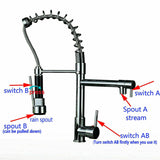 2023 New Brass Matte Black pull out with spray function spring kitchen mixer tap faucet