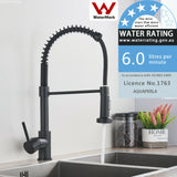 2021 Matte Black pull out with spray function spring kitchen mixer tap faucet