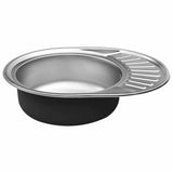 New 2021  stainless steel 304 single round bowl kitchen sink with small drainer board