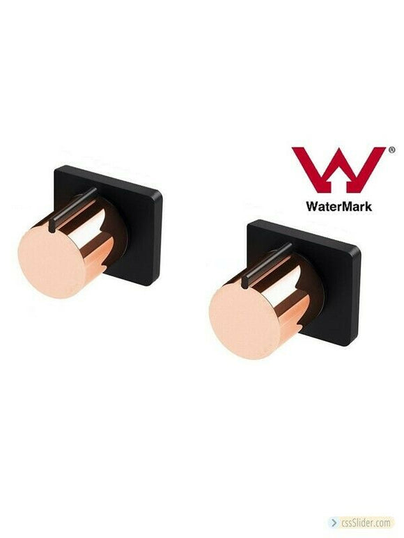 Rose gold 1/4 quarter turn wall tap hot cold retro fit easy square black plate