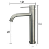 Brushed stainless steel brushed nickel high tall mixer tap faucet long spout top mount basin
