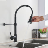 2021 Matte Black pull out with spray function spring kitchen mixer tap faucet