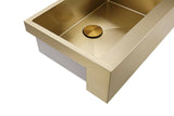 Brushed Brass Gold PVD plated stainless steel 304 single large bowl Butler Apron Farmhouse kitchen sink hand made 1.5 mm