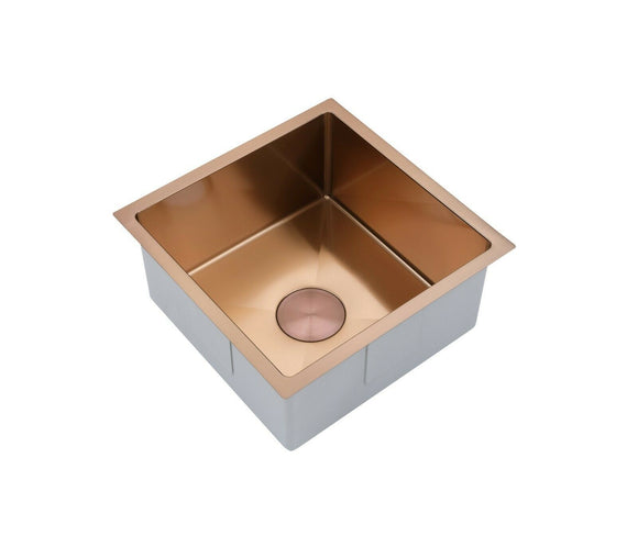 Single Burnished brushed rose gold copper stainless steel kitchen sink hand trough 450*450 mm