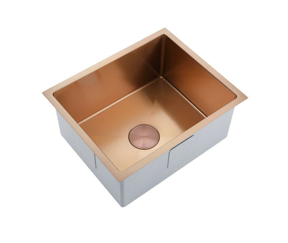 Single Burnished brushed rose gold copper stainless steel kitchen sink hand trough 550*450*250 mm