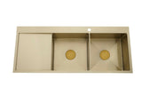 2024 Burnished Brass Gold stainless steel 304 double bowl kitchen sink with drainer tap hole