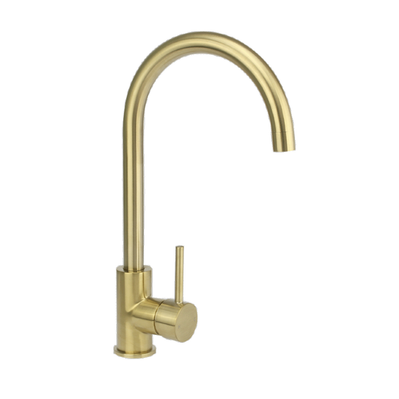 2023 Brushed Brass Gold Goose neck Swivel Kitchen tap stainless steel PVD plated