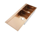 Burnished Rose Gold Copper stainless steel 304 double bowl kitchen sink with drainer tap hole