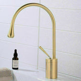 New 2021 WELS Brass Basin Mixer Sink Tap Bathroom Mixer Faucet Swivel Water drop Spout Brushed Gold