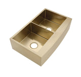 Burnished Brushed brass Gold  stainless steel 304 double bowl Butler Apron Farmhouse kitchen sink