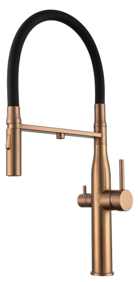 High End Quality Brushed rose gold Copper Pull out Kitchen tap stainless steel 3 way Pure Filter Water PVD plated