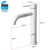 2021 New slim White round style Tall Basin Mixer Vessel High Bathroom Sink Tap Vanity Faucet Curved Spout