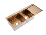 Burnished rose gold Copper stainless steel 304 double bowl kitchen sink with drainer tap hole
