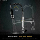 2023 New Brass Matte Black pull out with spray function spring kitchen mixer tap faucet