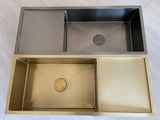 2025 Brushed brass gold Copper Gunmetal single long bowl drainer stainless steel 304 kitchen sink