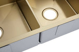 Burnished Brass Gold stainless steel 304 double bowl kitchen sink with drainer tap hole