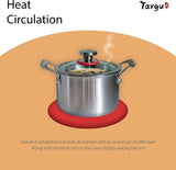 High End Quality Targu Tri-ply Non-Stick Stockpot with Tempered Glass Lid Anti-Scratch Soup Pot