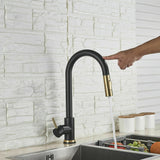 2023 Brushed Gold Spout Matte Black pull out with spray function kitchen mixer tap faucet