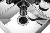 2023 Polished stainless steel 304 double bowl kitchen sink with drainer on right tap hole