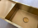 2025 Brushed brass gold Copper Gunmetal single long bowl drainer stainless steel 304 kitchen sink