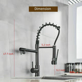 2022 Matte Black pull out with spray function spring kitchen mixer tap faucet Dual outlets