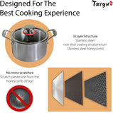 High End Quality Targu Tri-ply Non-Stick Stockpot with Tempered Glass Lid Anti-Scratch Soup Pot