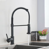 2022 Matte Black pull out with spray function spring kitchen mixer tap faucet Dual outlets