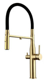High End Quality Brushed Brass Gold Pull out Kitchen tap stainless steel 3 way Pure Filter Water PVD plated
