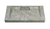 2023 Hand Crafted Marble Nature stone wash basin Hermès matt grey wall hung 470*320*60 mm