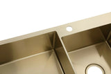 2021 Burnished brushed Brass gold Copper stainless steel 304 double bowl kitchen sink with tap hole