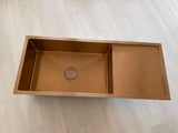 2025 Brushed brass gold Copper Gunmetal single long bowl drainer stainless steel 304 kitchen sink