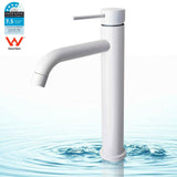 2021 New slim White round style Tall Basin Mixer Vessel High Bathroom Sink Tap Vanity Faucet Curved Spout