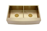 Burnished Brushed brass Gold  stainless steel 304 double bowl Butler Apron Farmhouse kitchen sink