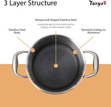 High End Quality Targu Tri-ply Non-Stick Stockpot with Tempered Glass Lid Anti-Scratch Soup Pot