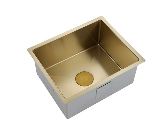 2023 Single Burnished brushed Brass gold stainless steel kitchen sink hand trough 550*450*250 mm