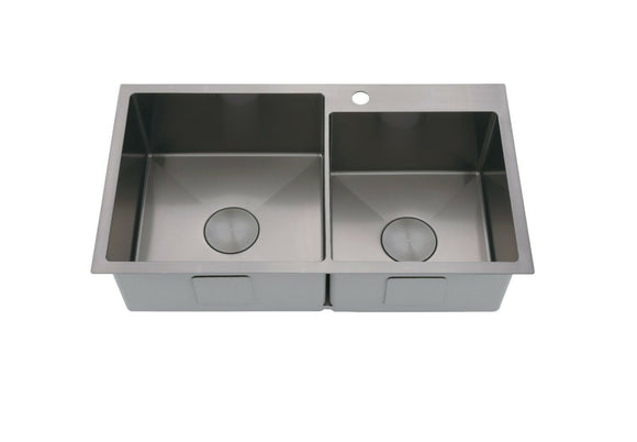 2023 Burnished Gunmetal stainless steel 304 double bowl kitchen sink with tap hole 800*450 mm