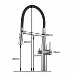 High End Quality Brushed Nickel Pull out Kitchen tap Solid stainless steel 304  3 way Pure Filter Water PVD plated