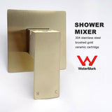 2023 New Square shower wall mixer Watermark Burnished Brass Gold