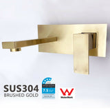 2021 New Burnished Gold Brushed Brass mixer WaterMark WELS Square taps wall faucet basin